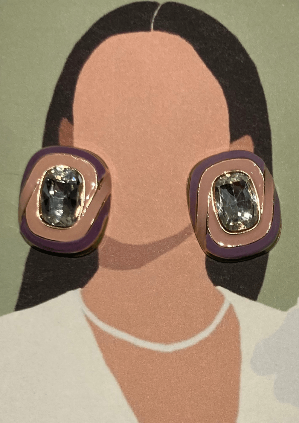 Purple & Pink studs (Free diamond earrings)